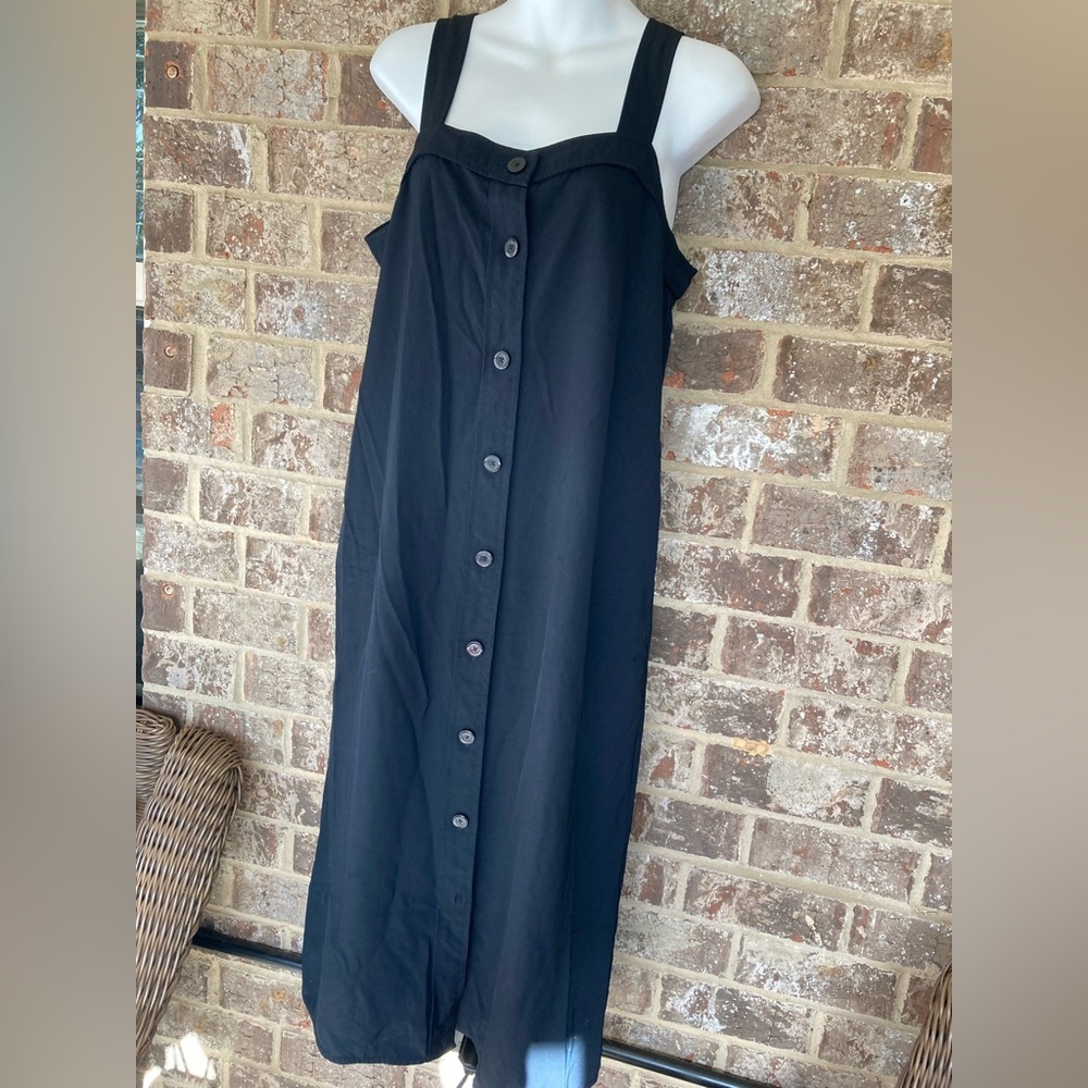 Everlane Black Button-Front Midi Dress
